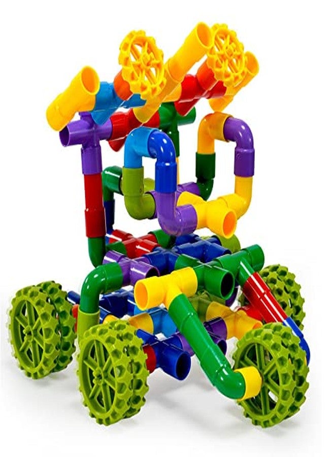 PULSBERY Plastic Building Blocks Toy with Wheels for Kids,Block Toys for 3-8 Years Old Kids Boys & Girls,Multi Color (Pipe Puzzle Building Block,Kids Puzzle Game) - Image 3